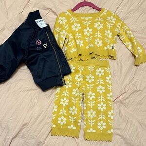 cropped sweater and high-rise pants matching set with jacket